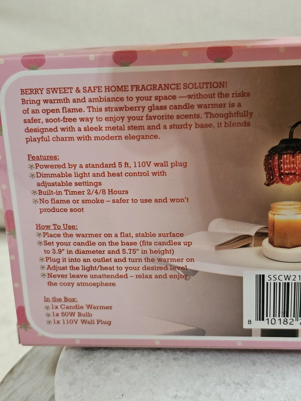 NEW Strawberry Shortcake Candle Warmer Flower Lamp Hard To Find marble base red